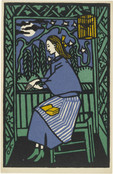 Oskar Kokoschka. Girl at Window (Mädchen am Fenster) (postcard). 1907